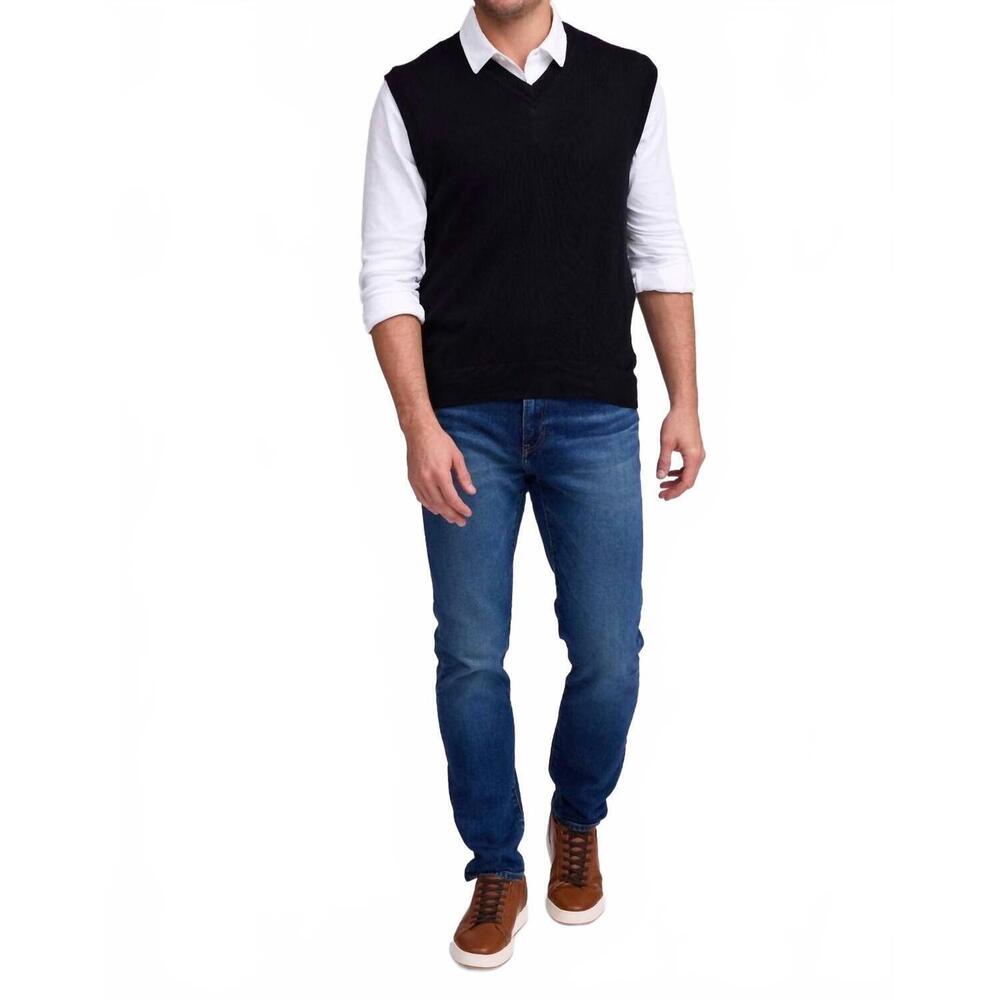 NEW RAFFI extrafine merino v-neck vest in black